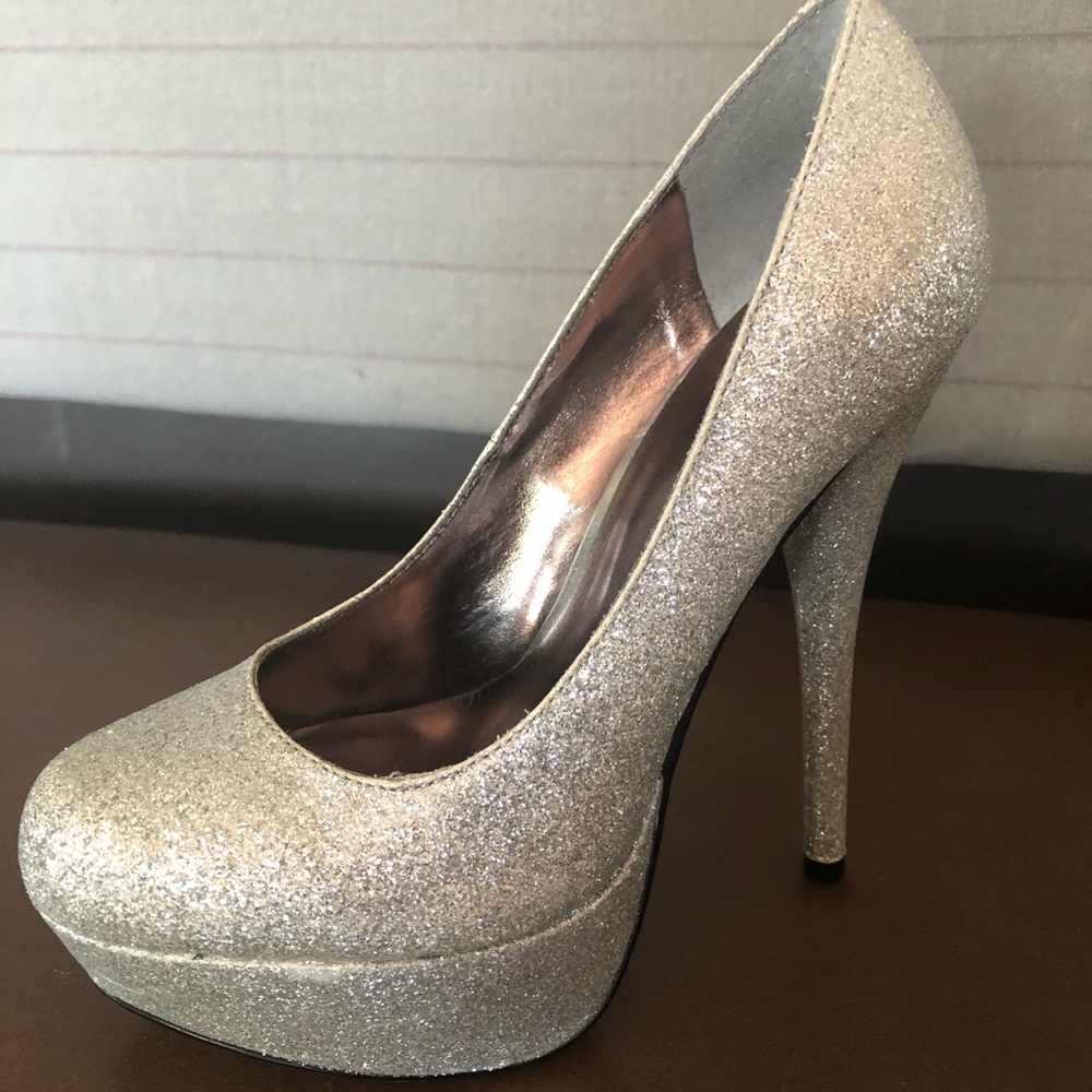 Bakers Silver glitter stilettos size 5